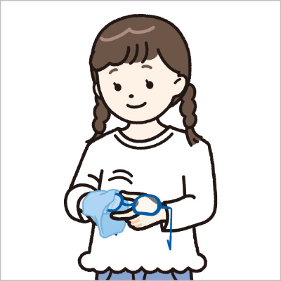 メガネをふくときは、メガネふきでやさしく